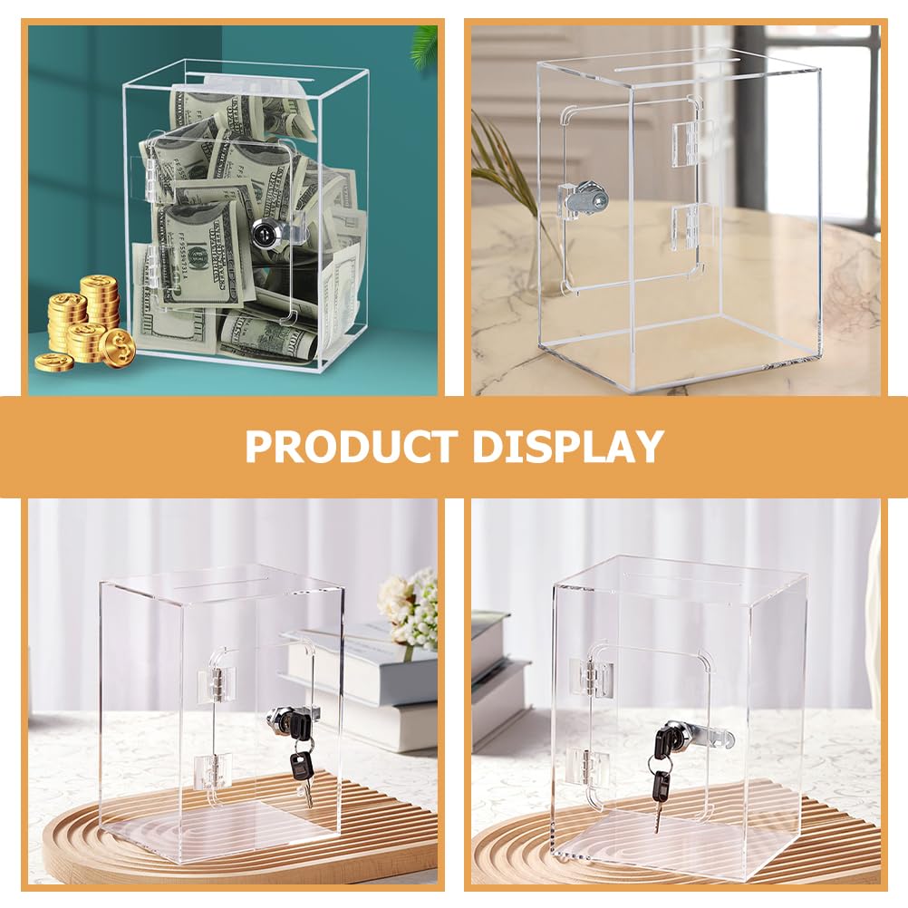 DOITOOL Donation Box with Ballot Piggy Donation Charity with Piggy Large Money Acrylic Piggy Bank Lock, Acrylic, Large, Transparent, Box, Bank, Box,