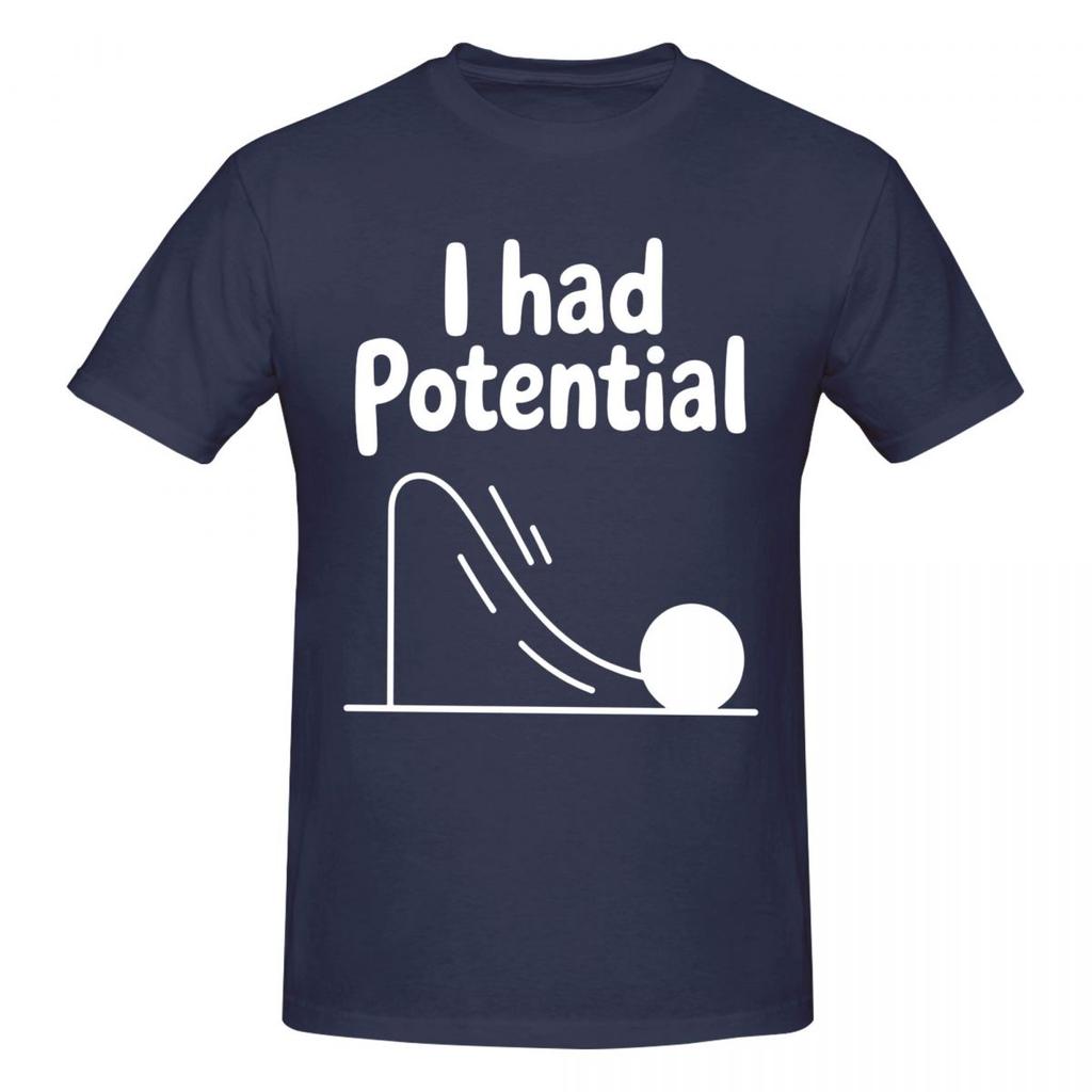 Unisex I Had Potential Lustiges T-Shirt Vintage Baumwolle Rundhals-Shirts