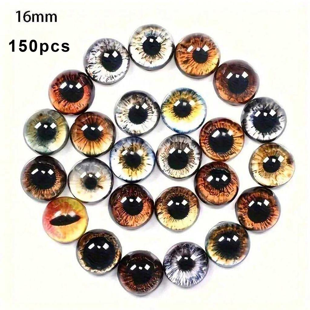 6/8/12/16mm Doll Eyes Cat Eyes Glass Eyes Round Cabochon Eye Mixed Printed Half Round Eyes 30Pcs Mini Animal Eyes for Doll Props