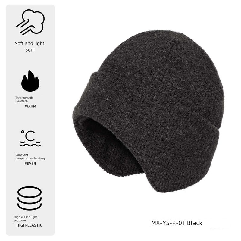 

Windproof. Heattech Pile Style Knitting Cycling Rui Ear Protection Outdoor Sports Hat One-Piece Hat Skiing Winter Hat Wool MX-YS-R-01 Black One size