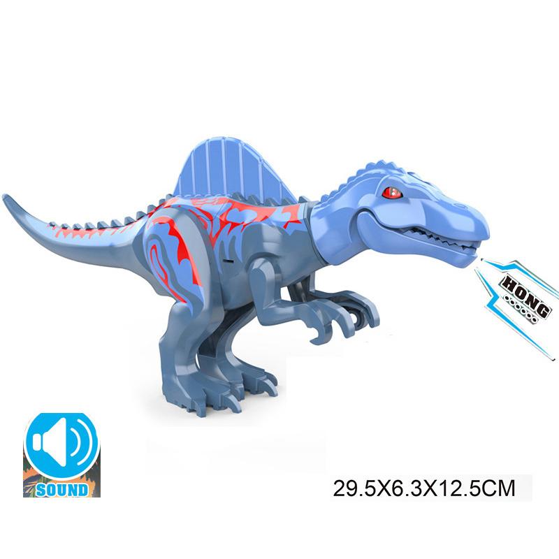With Sound Assembled Building Blocks Dinosaur World T-Rex Velociraptor Triceratops Jurassic Animal Model Bricks Figure Toys Gift