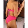 S - XL Bandeau Wrinkled Female Swimsuit High Waist Bikini Women Swimwear Two-pieces Bikini Set Bather Bathing Suit Swim