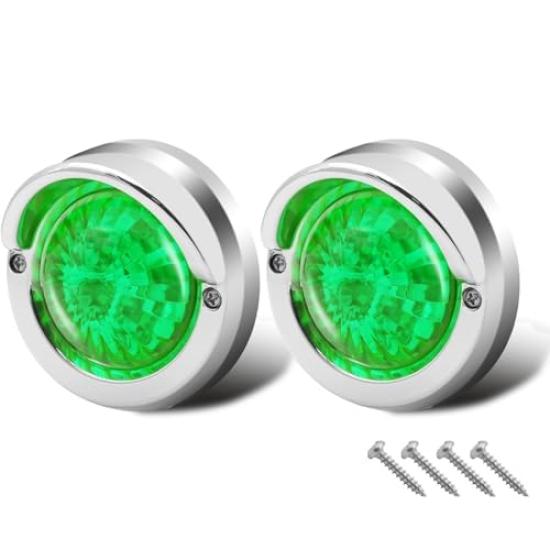 Ygmylandbb Marker Lamp Side Marker Circular LED Lamp Truck Trailer 24V Trailer Clearance Side Light High Brightness 5 LED Green 2pcs