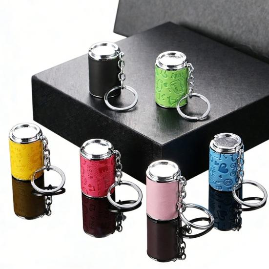 Keychain Pendant, Embossed Imitation Leather Key Ring with Metal Edging, Mini Coin Storage Keychain, Backpack Hanging Charm