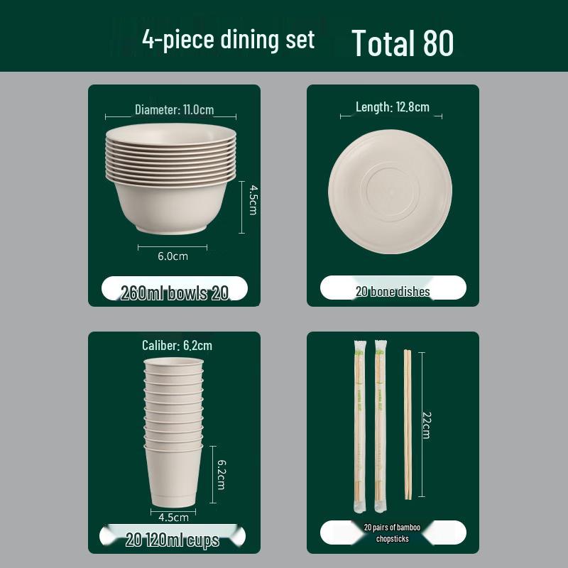 

COFLYEE 260ml Rice Husk Disposable Tableware Set