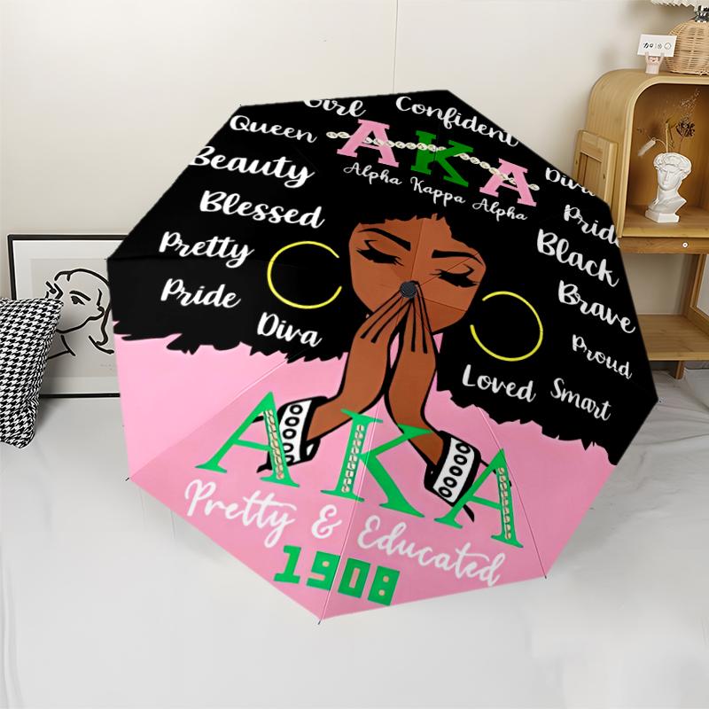 AKA logo2 Print Automatic Umbrella, 8 Rib Iron Frame, Plastic Handle, Suitable for Outdoor Travel &Daily , Ideal Gift