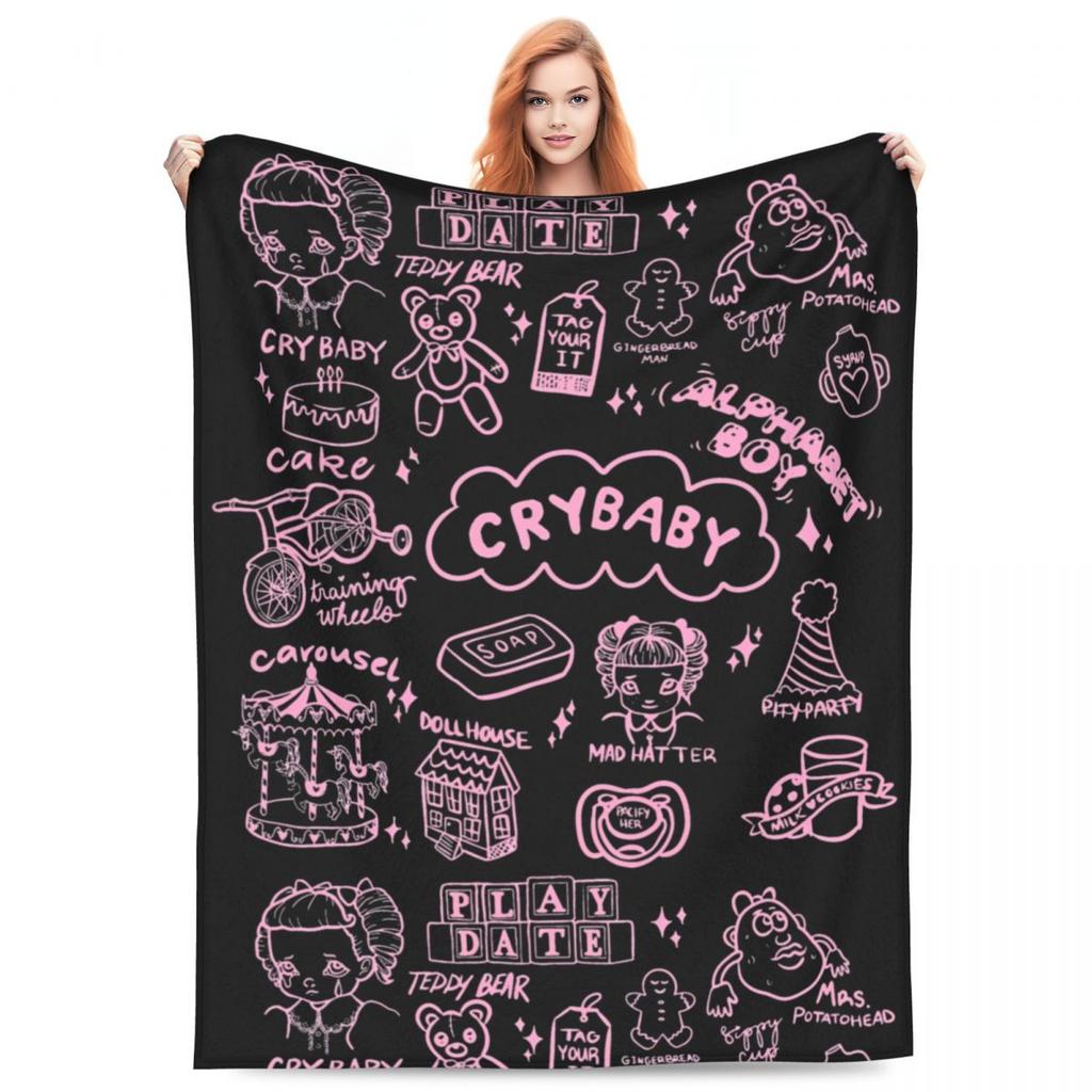 Ağlayan Bebek Melanie Martinez Battaniye Polar İlkbahar Sonbahar Taşınabilir Hafif İnce Atma Battaniyeleri Yatak Takımı Kanepe Yatak Örtüsü için