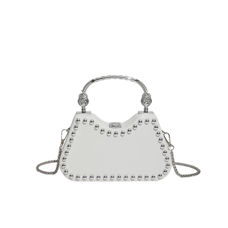 Designer Retro Diamd Clutch Purse for Women PU Leather Crossbody Bag with Chain Metal Handle Fashi Accessory for Party