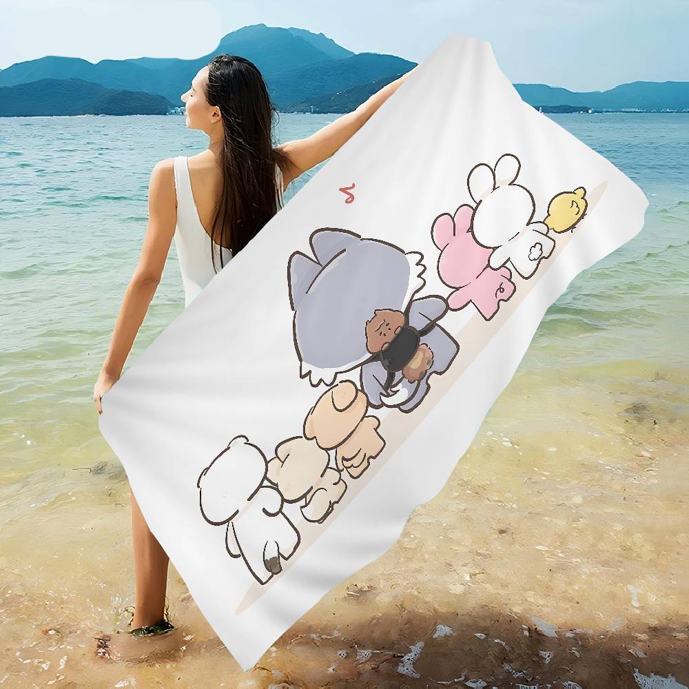S-StrayS COOL K-Kids Kpop Microfiber Printed Beach Towel Mountain Climbing Yoga Beach Swimming Running Absorbent Soft Towel