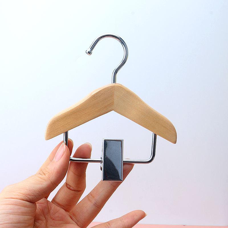 Wooden Children's Clothes Hangers with Pant Clips - Solid Wood Mini Display Rack