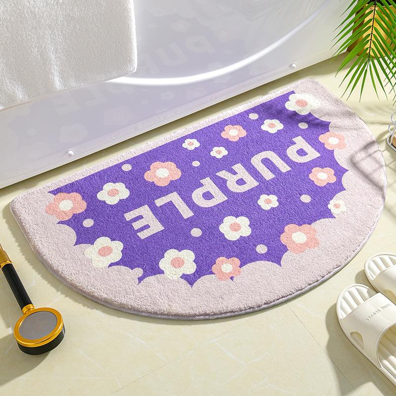 Ins Simple Bath Mats Small Fresh Flowers Floor Rug Home Entrance Carpet Bedroom Toilet Bathroom Door Absorbent Non-Slip Foot Pad