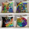 Colorful RRainbow FriendsS Cushion Cover Breathable and Skinfriendly Linen Pillowcase Square Removable and Washable Cushion