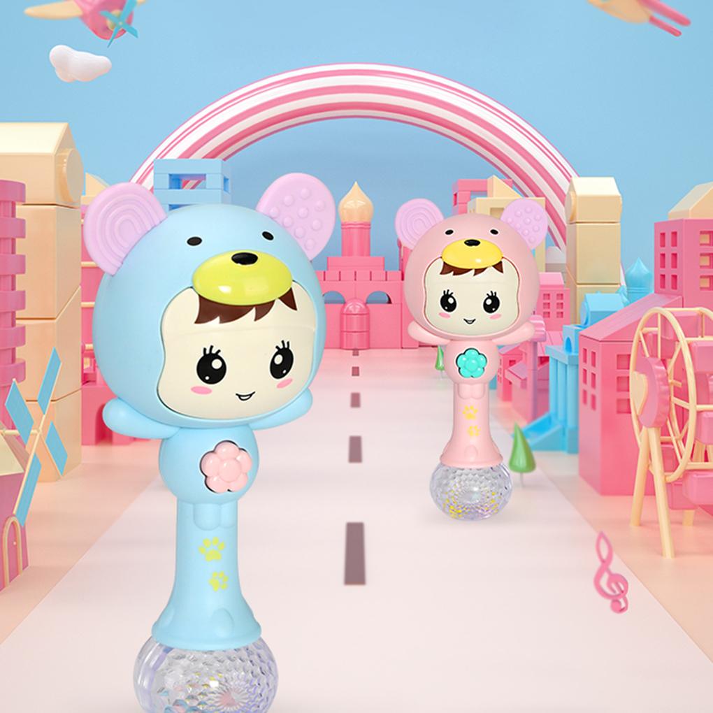 

Baby Shaker Hammer Toy Stick Music Light Rhythm Cartoon Shaking Rattle Toy Hand Bell