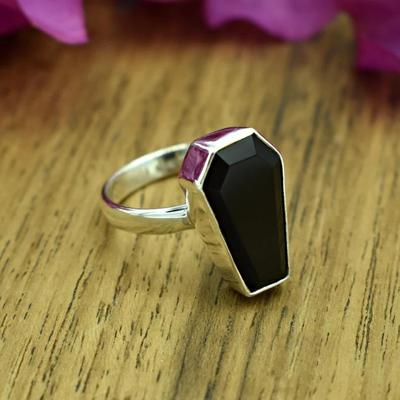 Black Onyx Coffin Shape Ring, 925 Sterling Silver Ring, Handmade Ring, Designer Ring, Partywear Ring, Statement Ring