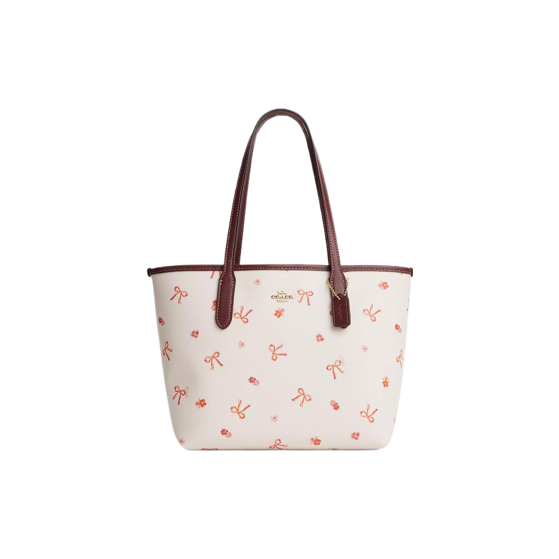 

Coach City 23 Bow Tie Print Snap Coated Canvas Tote Bag Women Tote Chalk Wine CN681-IMWDA Basic Set (Bag+Dust Bag)