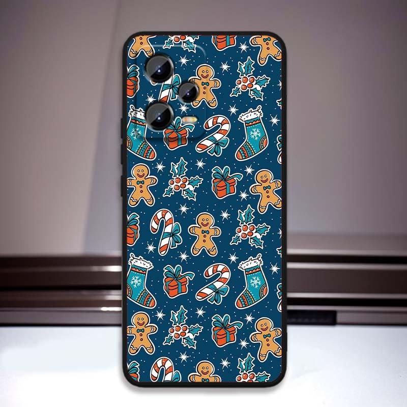 Christmas cartoon pattern For Xiaomi Redmi Note 15 14 13 12 12S 11E 11 11S Pro Plus 4G 5G Black Soft TPU Phone Case