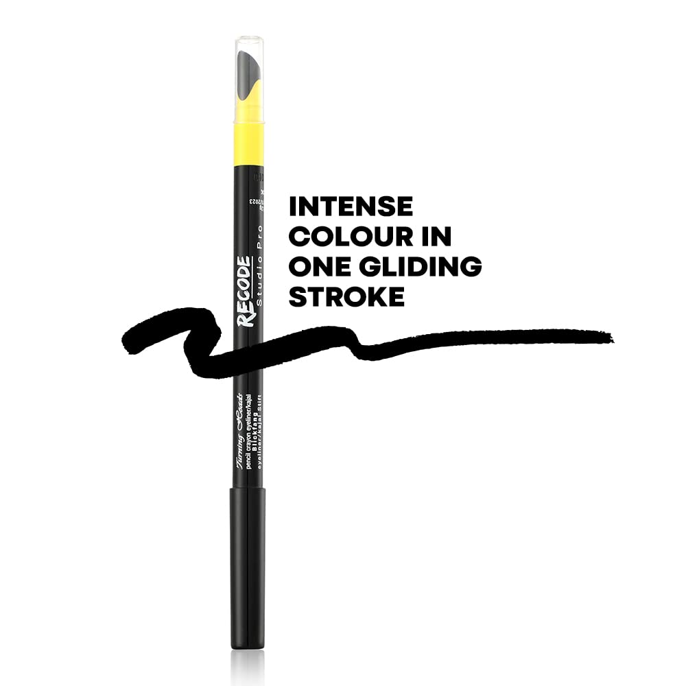 Recode Turning Heads Crayon Gel Eyeliner Pencil Cum Kajal Pencil Comes with Smudger On Other Side, Long Lasting, Water-proof, Black, 1.2g
