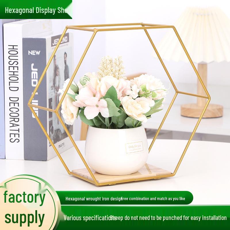 Hexagonal Wall-Mounted Storage Shelf for Living Room or Bedroom