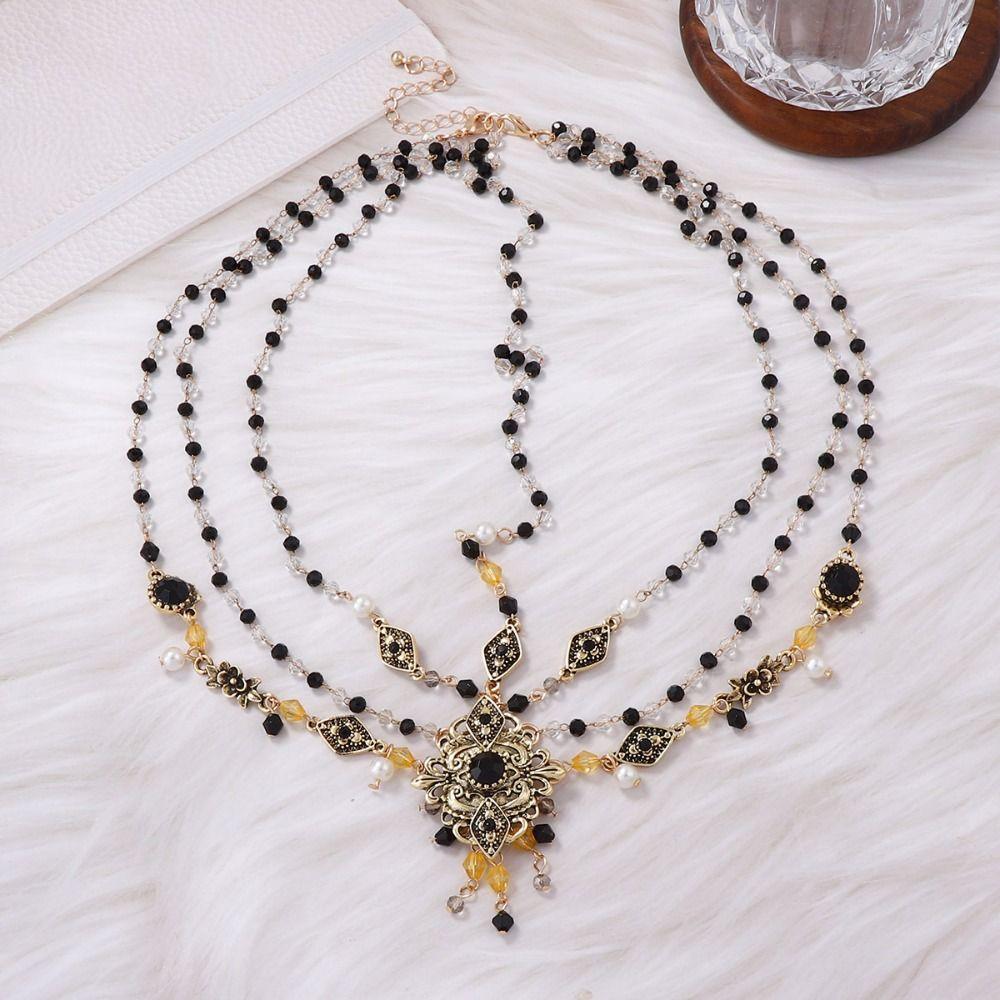 Luxury Baroque Headwear Necklace Lolita Gothic Headpiece Necklace Ethnic Style Jewelry Cosplay