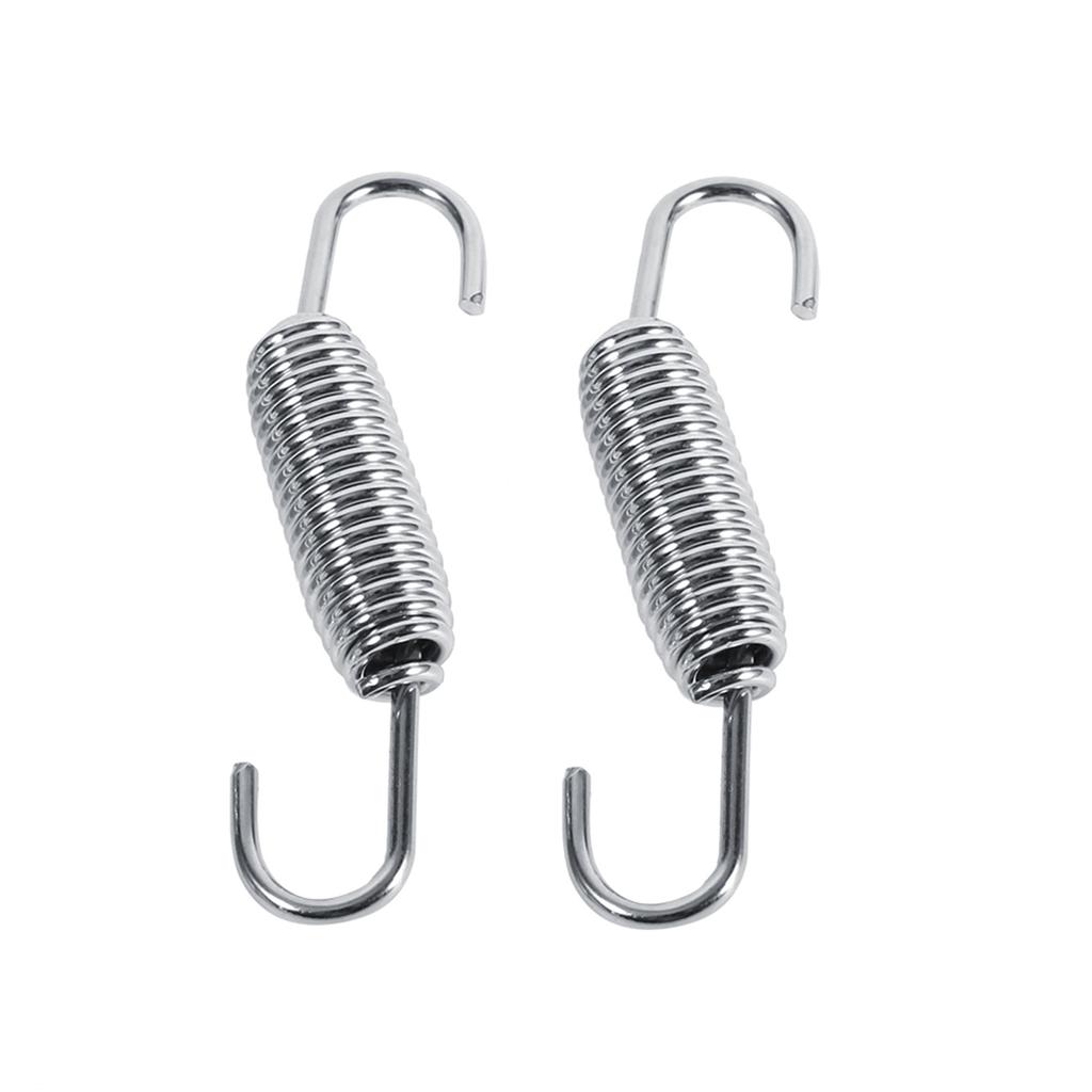 2x Motorcycle Exhaust System Fully Rotatable Mounting Springs Stainless Steel