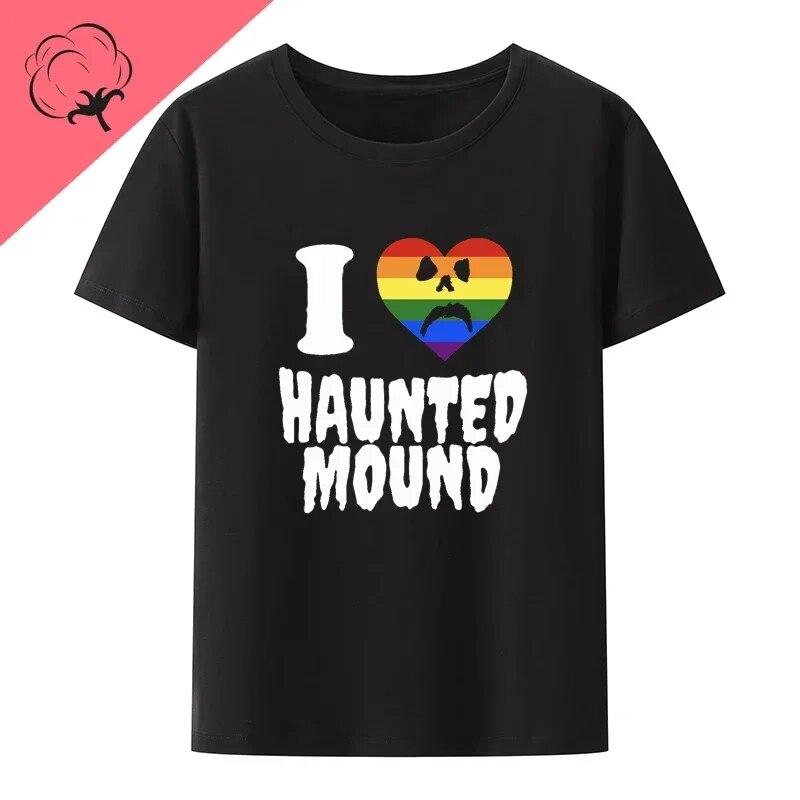 Bavlněné tričko Sematary I Love Haunted Mound Populární trend Tvar srdce Unisex Krátký rukáv Grafika Halloween Neformální trička