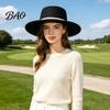 Retro Hepburn Style Cloche Wide Brim Wool Felt Hat for Women, Vintage Flat Top Fedora Fashionable Decorative with Faux Pearl Trim, Elegant Winter Cap