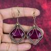 Faceted Kashmir Ruby Earring Copper Wire Wrapped Earring Kashmir Ruby Gemstone Jewelry Gifts for Friend Handmade Earring Copper Wire Jewelry