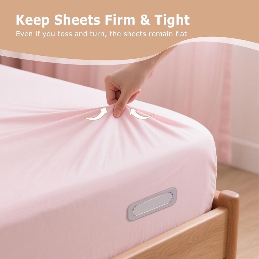 Patented Lock Sheet Holders 8Pcs, Bed Sheet Holders Keep Sheets Firm & Tight, Fitted Sheet Holder for Corners, Heavy-Duty Bed Sheet Locks, No More