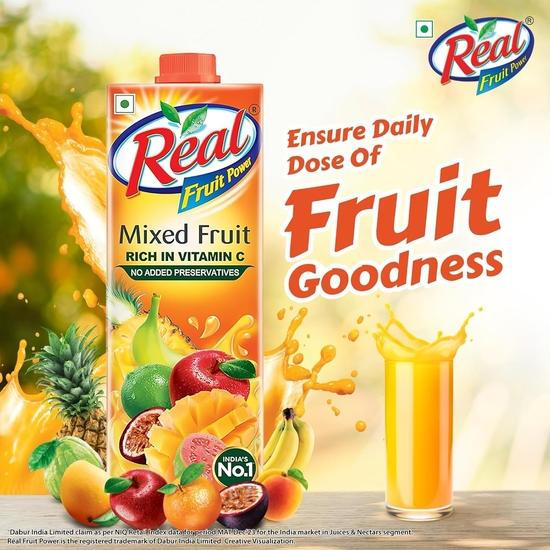 Dabur Real Fruit Power Mixed Fruit Juice 1L| No Added Preservatives