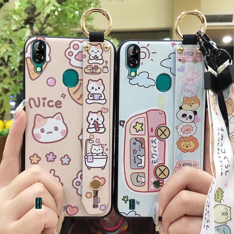 Cute Wristband Phone Case For Blackview A60 Pro Silicone Soft Case Durable Kickstand Shockproof Fashion Design Anti-dust