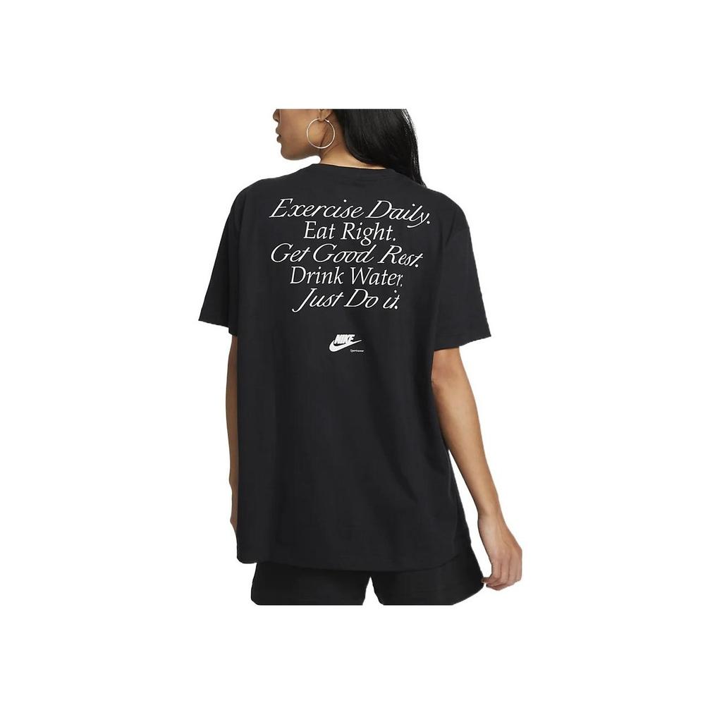 Nike Solid Color Slim Fit Crew Neck T-Shirt Women Tops Black DR9025-010
