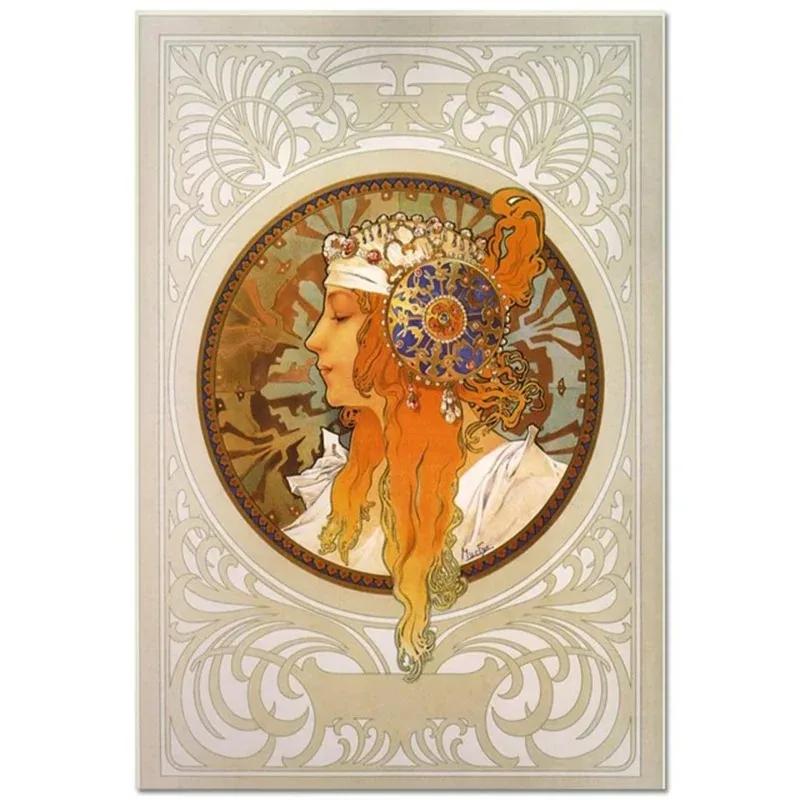 Alphonse Mucha Affisch Pinup-flickor Metallplåtskylt Konst Målning Dekorativa Väggplåtar För Bar Café Vardagsrum Hem Väggdekor