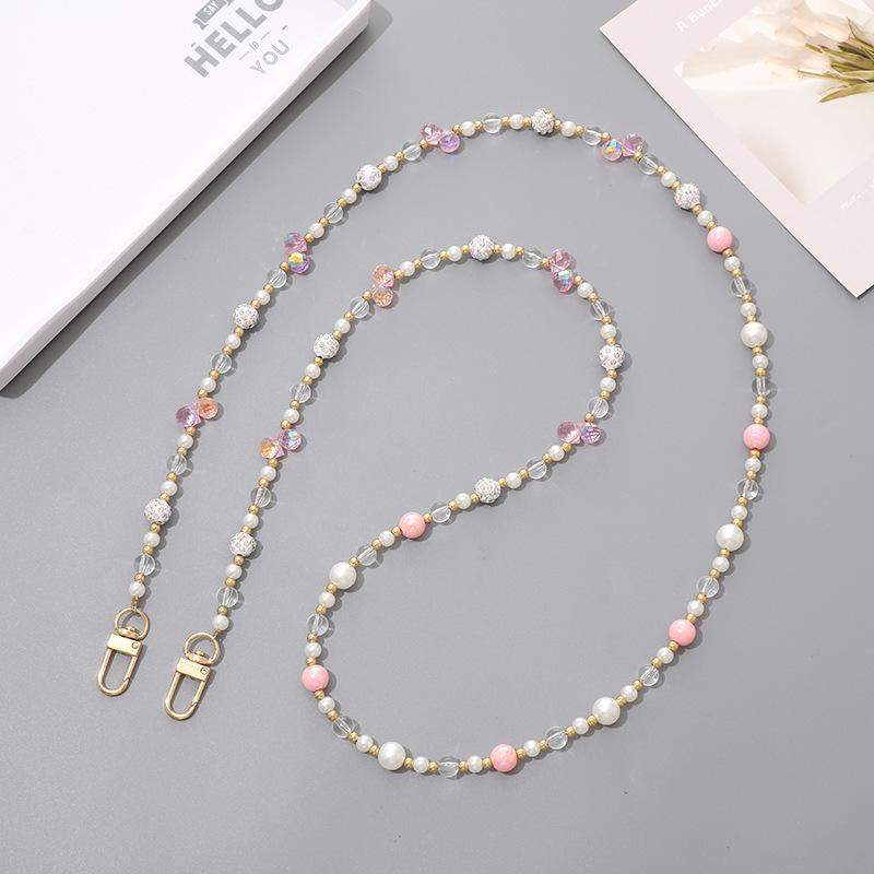 Handmade Pearl Crossbody Phone Case Lanyard with Beaded Charm