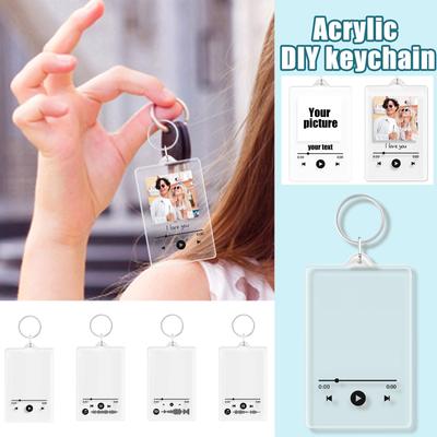 Klíčenka Píseň DIY Osobní Foto Text Akrylový Přívěsek na Klíče s Dárkem k Výročí pro Ni nebo pro Něj Vánoční Dárek pro Milovníka Hudby
