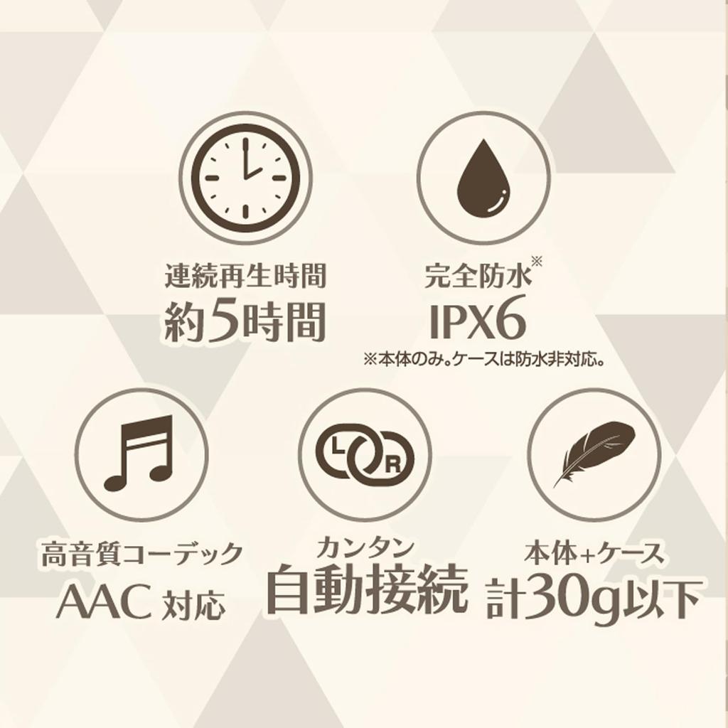 Kashimura Fully Wireless Stereo Earphones Pastel Beige NBL-133 3 Types Good Sound Everyday Use