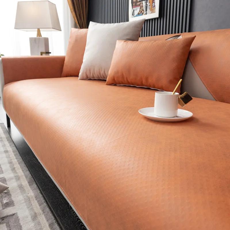 

Водонепроницаемый коврик для дивана с защитой от царапин от кошек, всесезонный универсальный антипригарный чехол для дивана из меха 70x70cm оранжевый