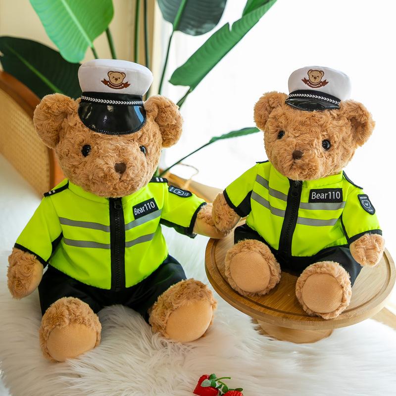 

Traffic police bear doll cavalry doll police officer plush toy children s birthday gift sleeping pillow 25cm/0.2kg