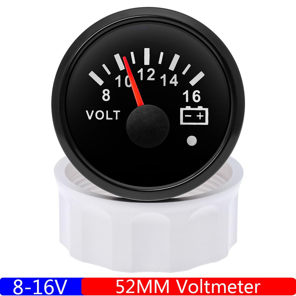 Waterproof IP67 52mm Voltmeter with Alarm Red Backlight 8~16V,18~32V Voltage for Automobile Car Marine Boat Yacht 12V24V Custom