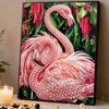 DIY Framed Pearl Painting Kit Elegant Pink Flamingo Pattern Sparkling Bead Canvas Creative Craft Gift for Women Adults Hobby Art Wall Decor