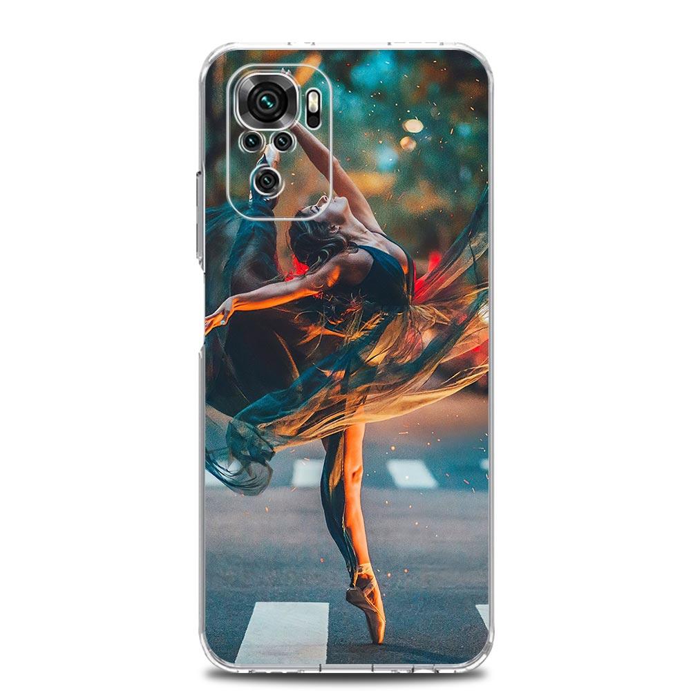 Simple Swan Dance Ballet Clear Phone Case For Xiaomi Redmi Note 12 5G 9S 9 8 10 11 Pro+ 9T 8T 10C 9C 9A 7 Pro Soft Back Cover