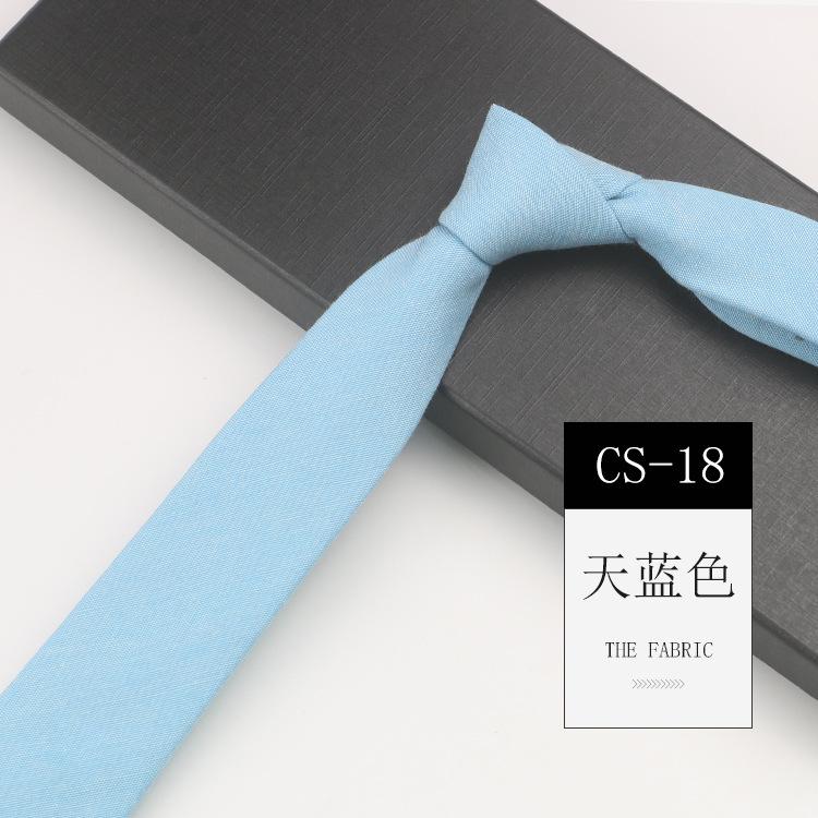 Men'S Tie Narrow 6Cm Hand-Made Cotton Casual Professional Shirt Literary And Simple Women'S College Pure Black Tie