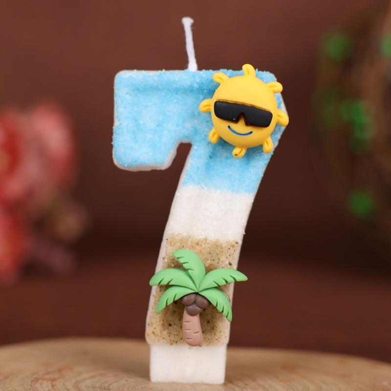 Ocean Beach Number Birthday Candle Cake Party Decoration Birthday 1st Birthday Handmade Candle 0-9