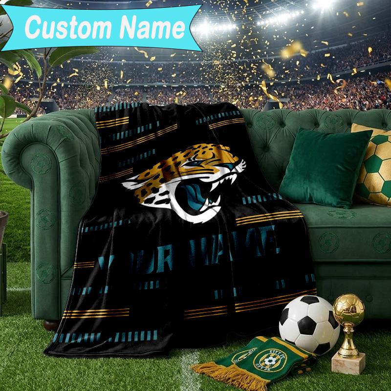 Custom Name Blanket Jaguar Team Spirit Blanket Bedding Blanket for Travel, Camping, Living Rooms, Offices, Sofas, Fan Christmas Gift