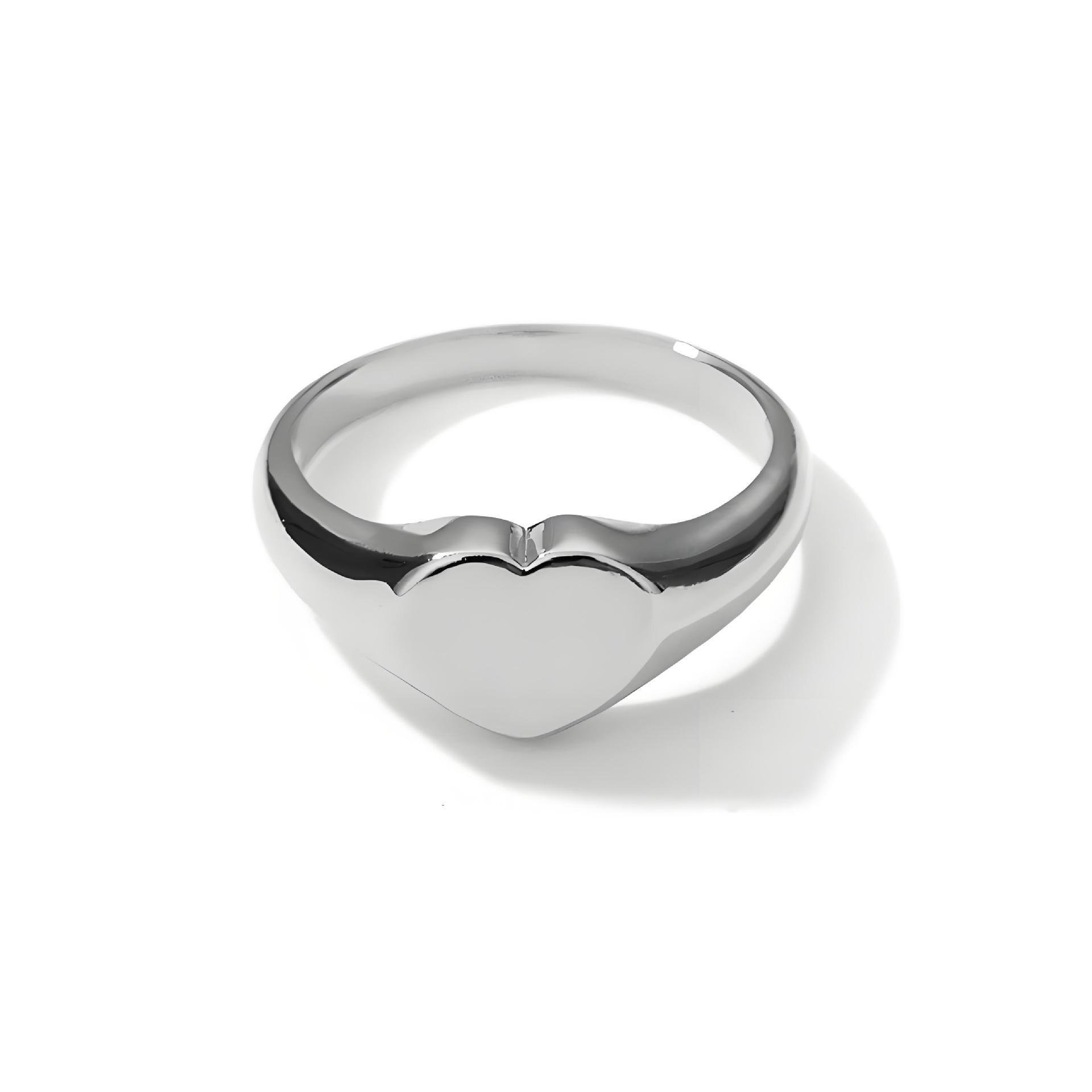 Элегантное геометрическое кольцо из титановой стали с персиковым сердцем - женское золотое глянцевое любовное украшение US8 - 57MM