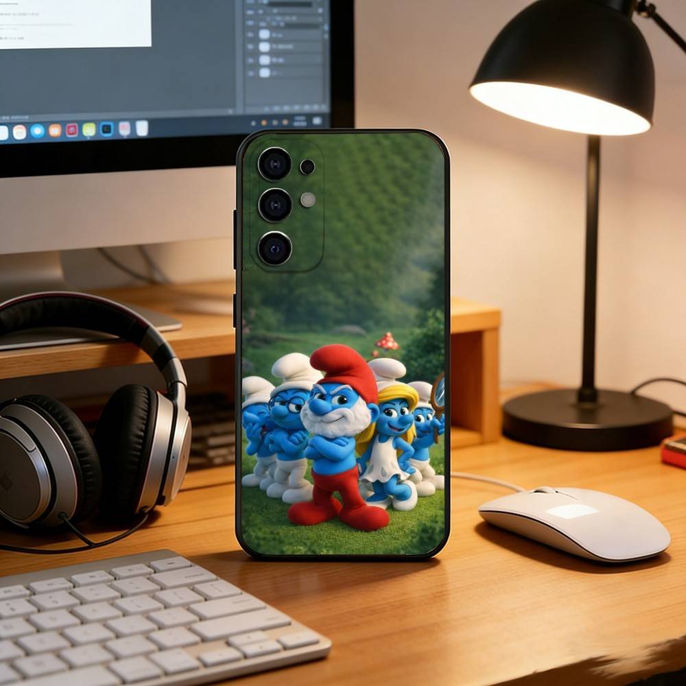 F-Funny and Cute Cartoon B-blue Elves Phone Case Black Silicone Soft For Samsung S25,S24,S21,S22,S23,S30,Ultra,S20,Plus,Fe,Lite