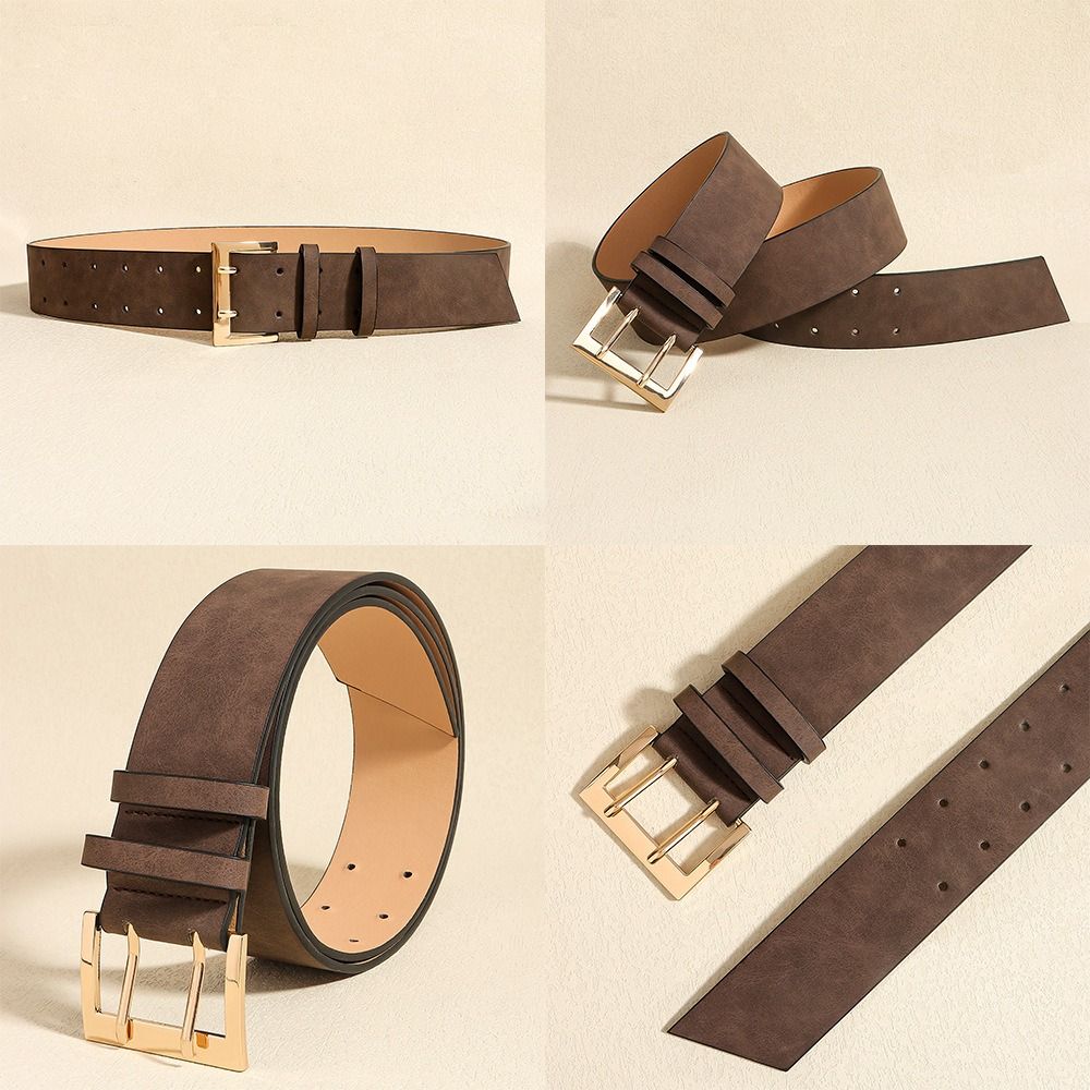 Trendy Suede Leather Wide Belt Casual Business Waist Strap Retro Pin Buckle Waistband  Gifts
