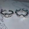 Moonstone Irregular Ring Wave Ring Women's Ins Geometric Ring Versatile Opening Adjustable Pair Ring Index Finger Ring