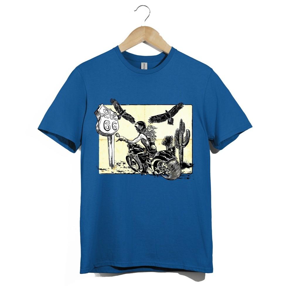 Tričko pro motorkáře Route 66 Unisex Motocyklista Pouštní silnice Tričko Vintage Cestování