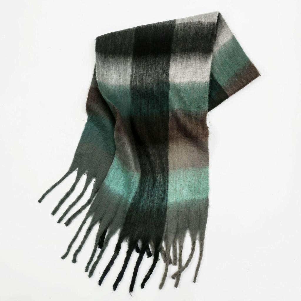 Women's High-Grade Colorful Plaid Mohair Scarf - Thick, Warm, and Versatile for Winter