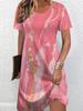 Women's Summer Short-Sleeve Minimalist Color-Blocked Dress—Loose-Fitting Breathable Fashionable Casual Beach Dress